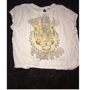 Zara Trafulic Cut Out Back Lion Graphic Tank Crop