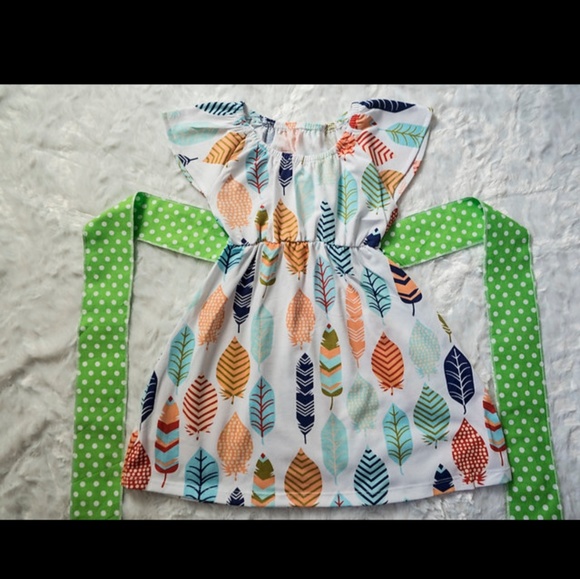 Cotton dress with bow girls 1T 2T 3T 4T 5T - Picture 2 of 2