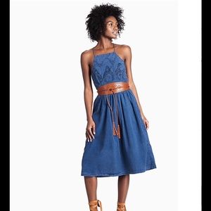 NWT Lucky Brand Shiffly Denim Bib Dress XS