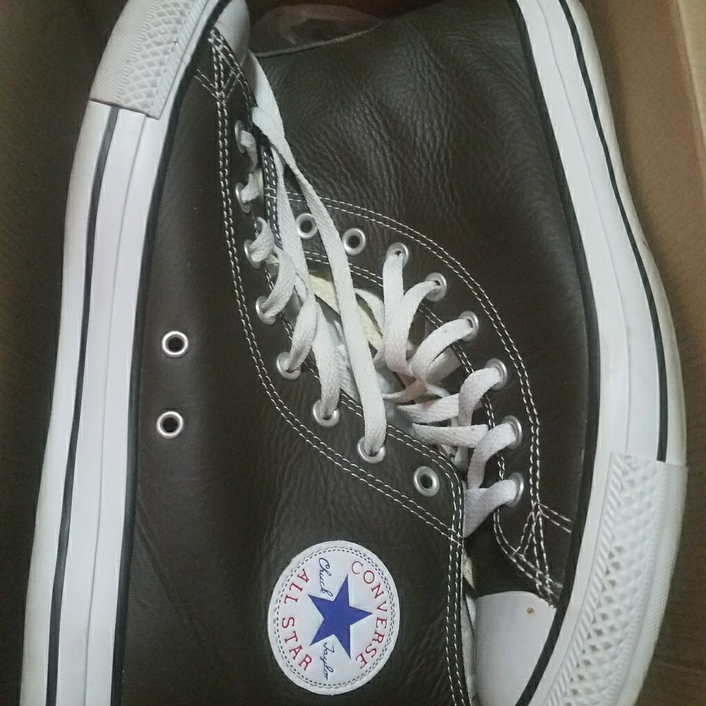 Gently Used Chocolate LEATHER Converse