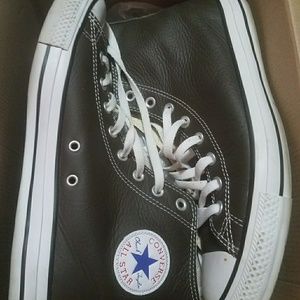 Gently Used Chocolate LEATHER Converse