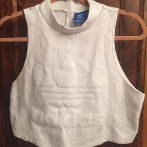 White Adidas brand crop top