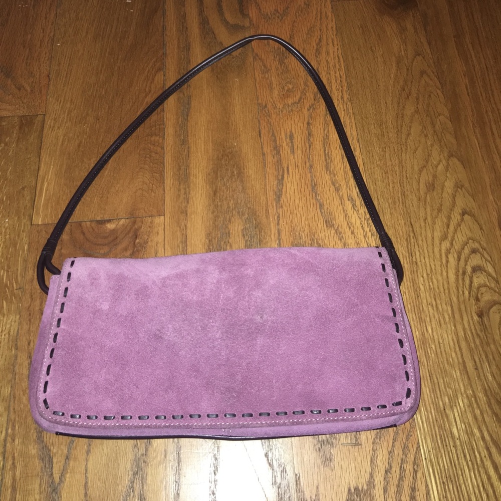Purple suede clutch
