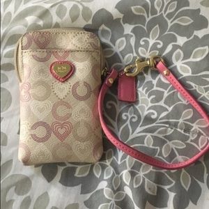 Mini Coach Leather Wristlet