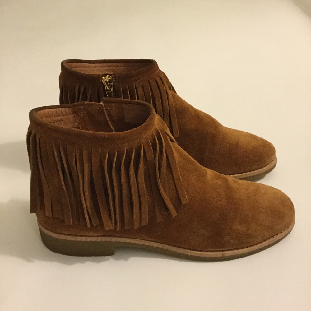 Kate Spade fringe suede ankle bootie