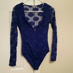 Blue lace bodysuit