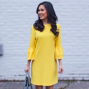 Zara Yellow Dress With Frilled Sleeves