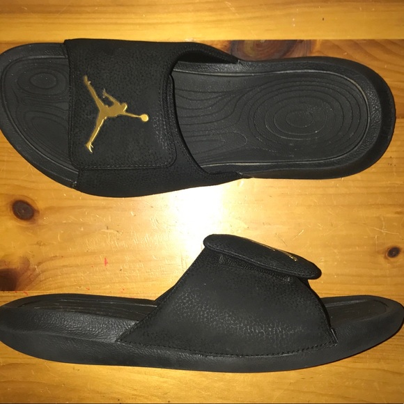 jordan hydro 6 slides black and gold