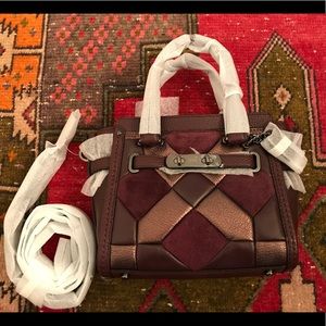 NWT Coach Swagger Bag -Oxblood/Rose Gold Patchwork