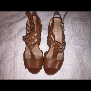 Aldo Brown Leather Wedges - size 7.5