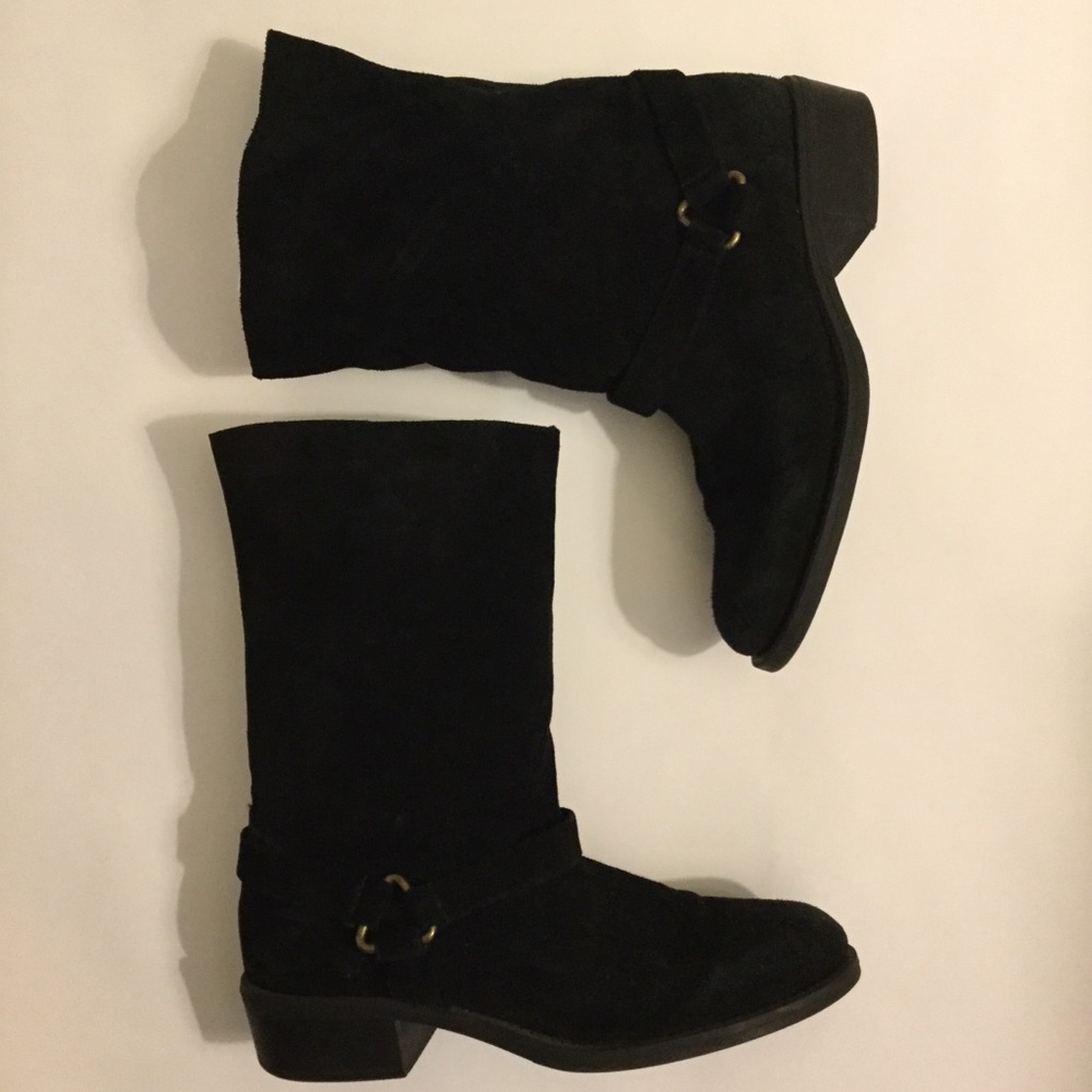 Zara black suede moto boot