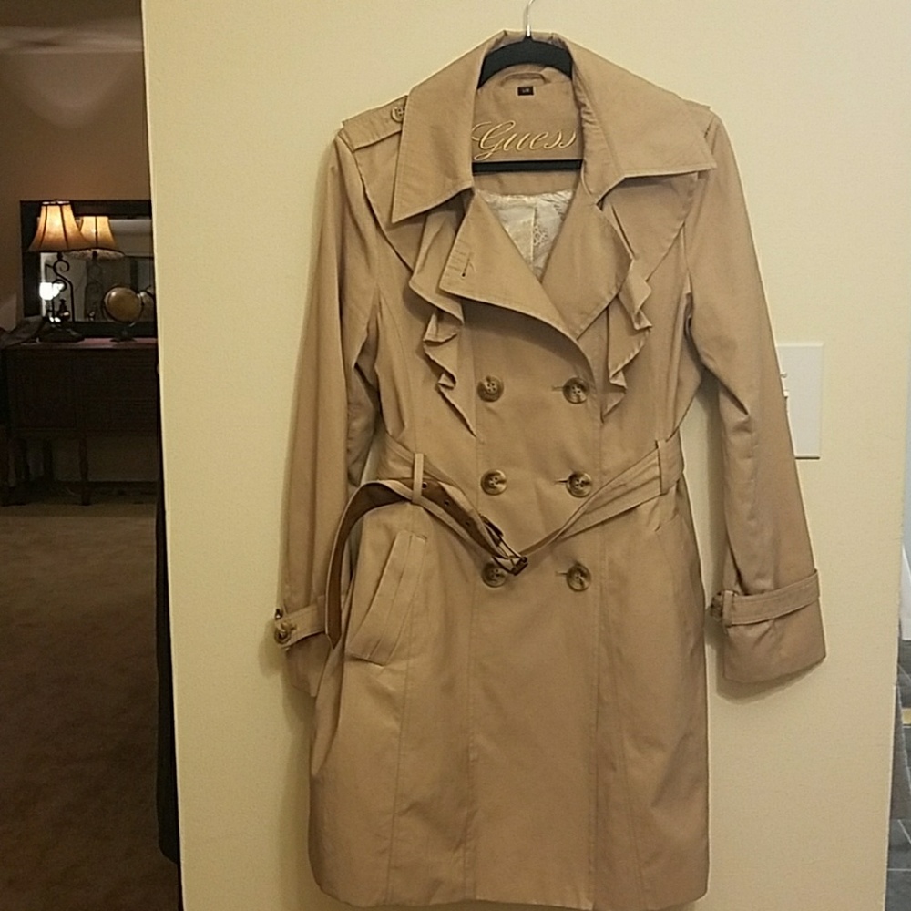 Guess rain coat with belt.