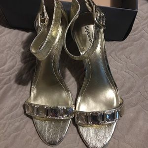 Style & Co gold strappy heels