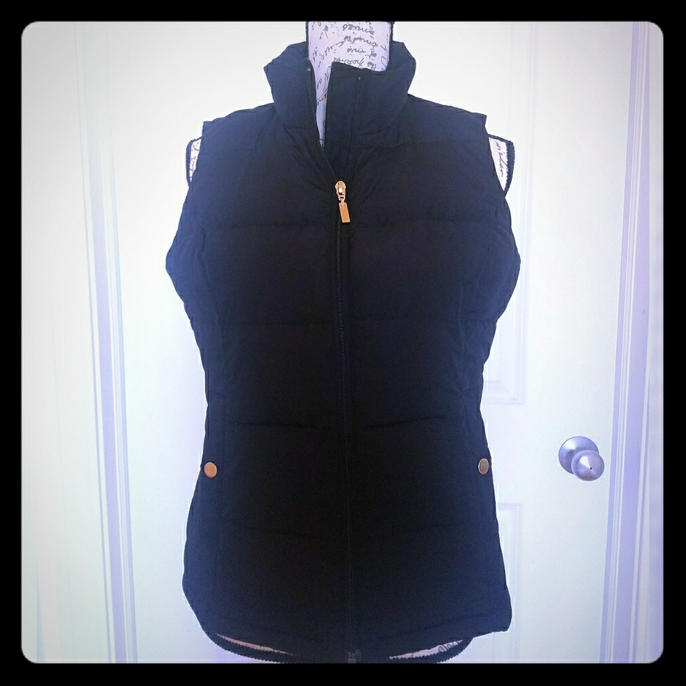 Charter Club Black Quilted Zip Up Vest
