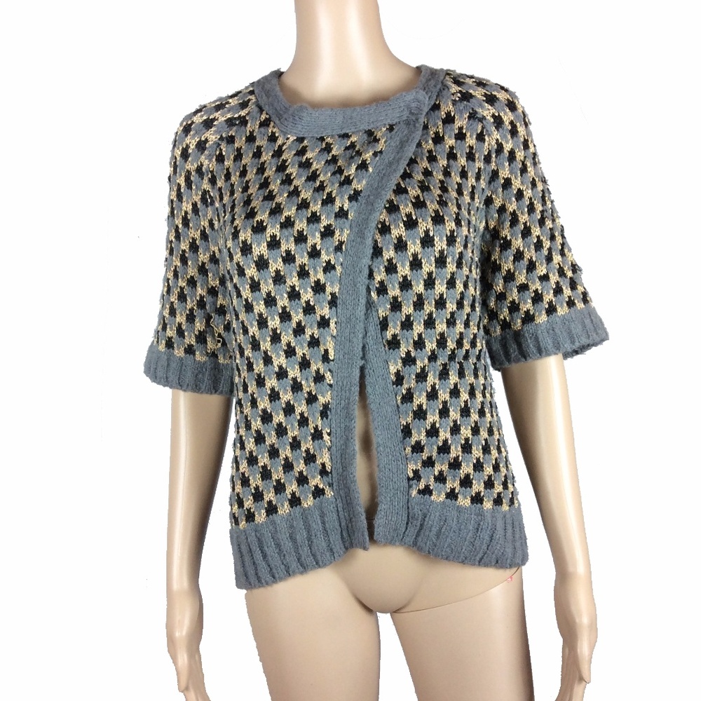 Printed loose knit cardigan