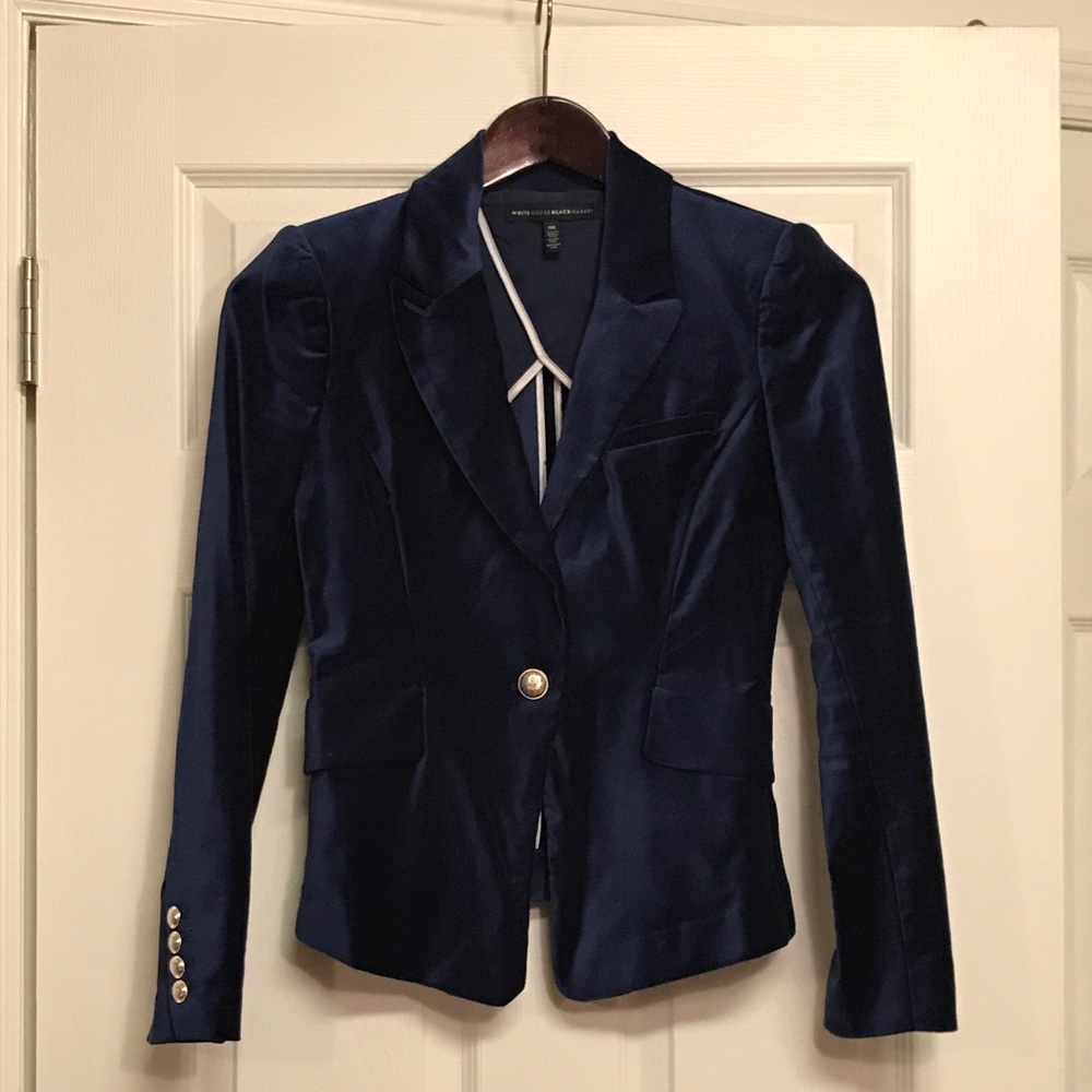 White House Black Market Blue Suede Jacket