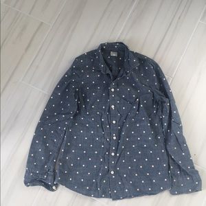 J. Crew Chambray button down polka dot shirt