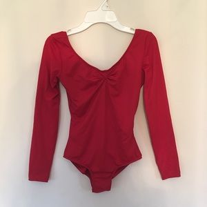 Natalie red long sleeve dance leotard