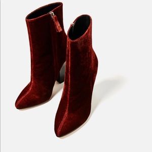 Zara Red Velvet Boot