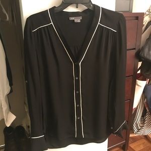 Vince black button down 100% silk blouse