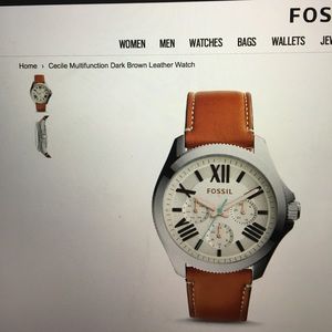 Fossil dark brown leather watch