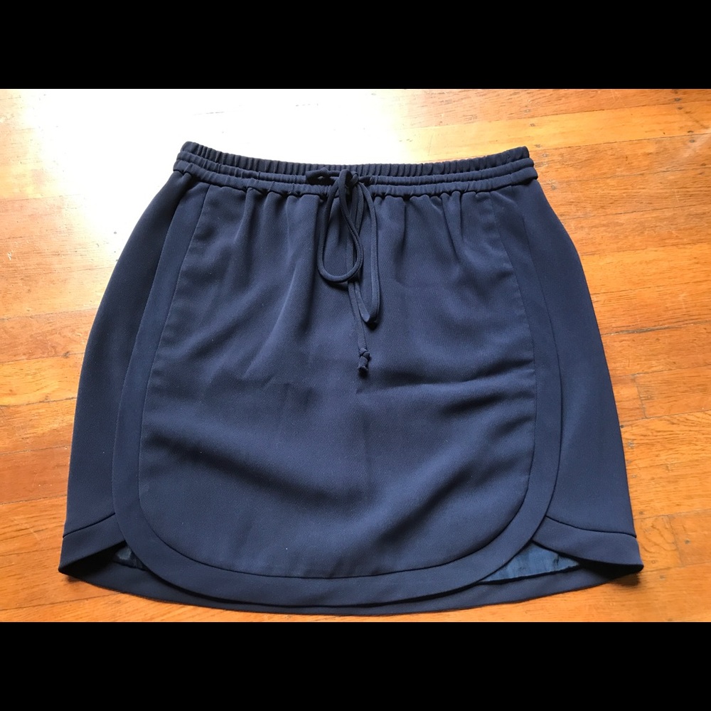 Drapey Double Twill Navy Skirt
