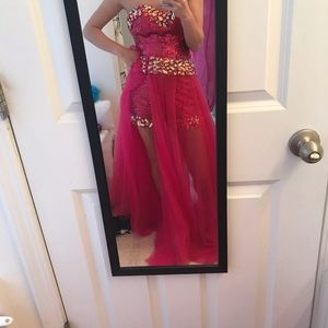 Pink hot pants dress