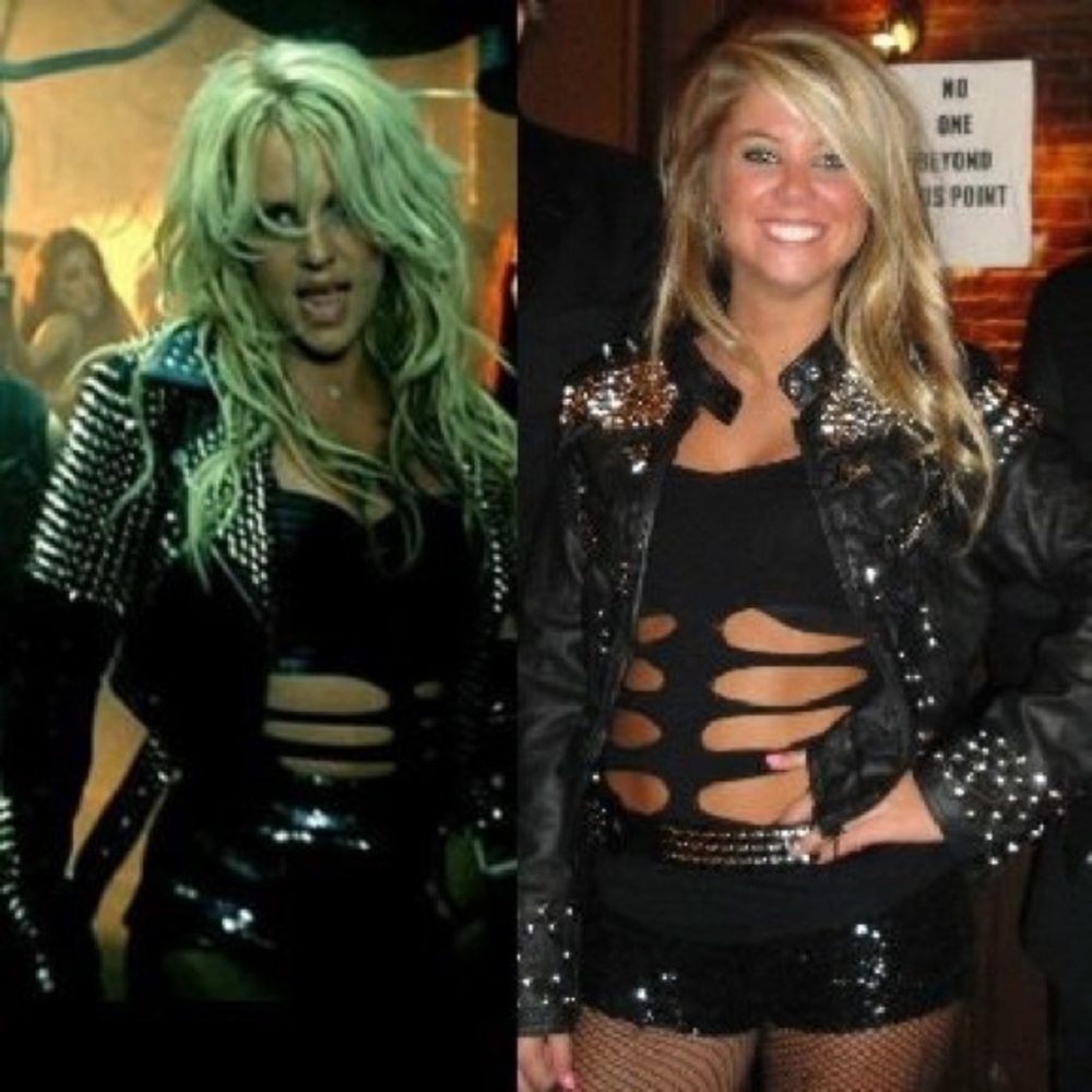 Britney Spears handmade studded faux leather jacket sz small