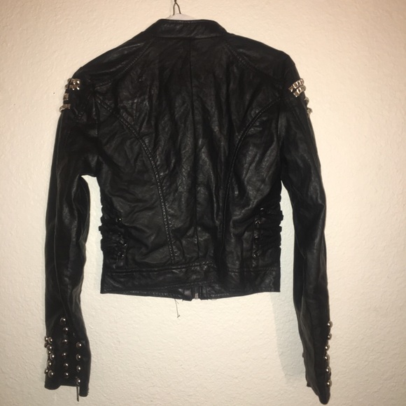 Britney Spears handmade studded faux leather jacket sz small - Picture 4 of 4