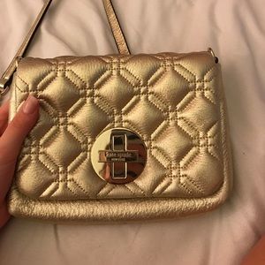 Gold kate spade cross body bag