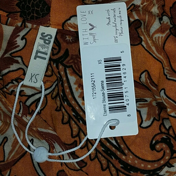 New spell designs Etienne blouse sienna top XS NWT - Picture 7 of 8