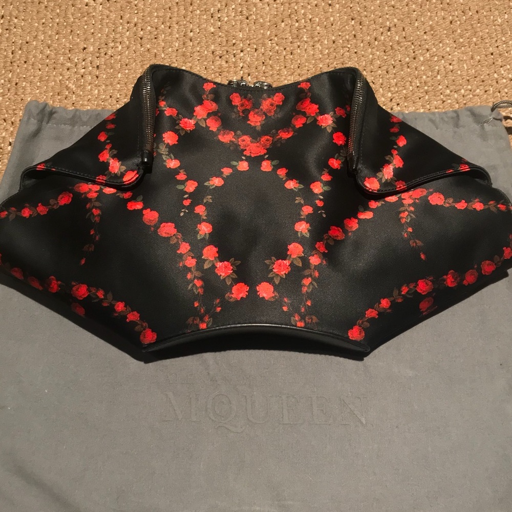 Alexander McQueen 'de Manta' Rose Satin Clutch