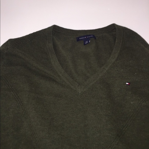 Olive Green Tommy Hilfiger Fall Sweater - Picture 2 of 5