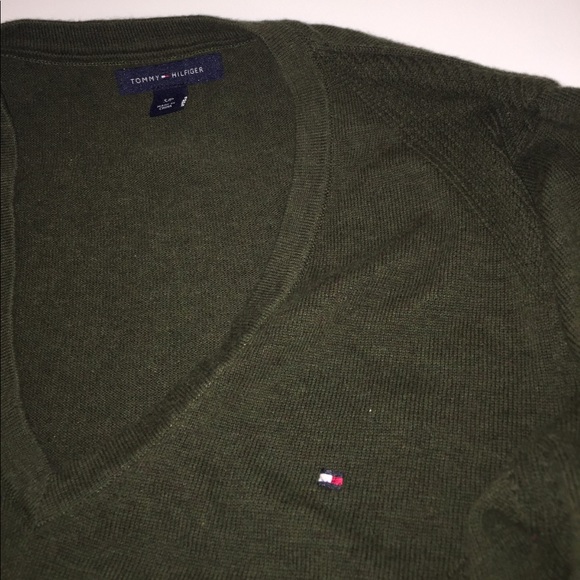 Olive Green Tommy Hilfiger Fall Sweater - Picture 3 of 5