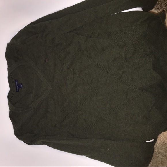 Olive Green Tommy Hilfiger Fall Sweater - Picture 5 of 5