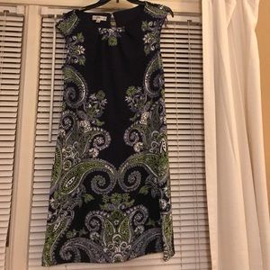 Navy & Green Paisley Dress