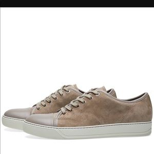 Lanvin grey/ivory patent suede calfskin sneakers