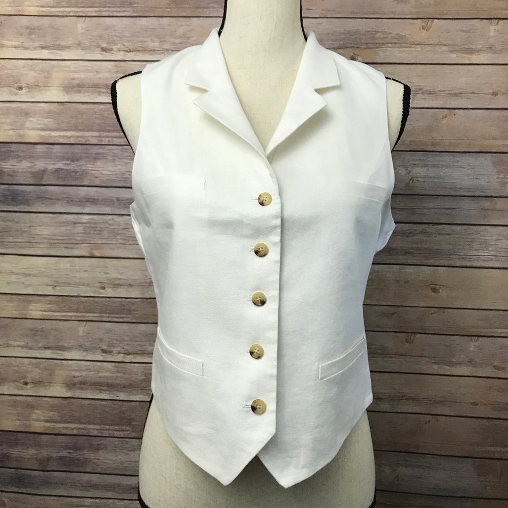Lauren RL White Linen Vest Size Medium