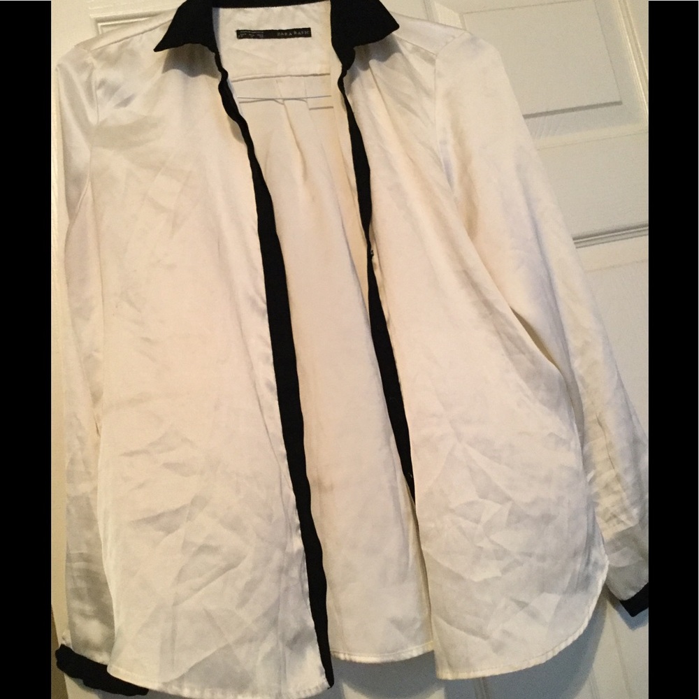 Zara off white button down blouse