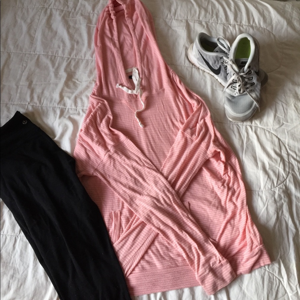 Light and Loose pink and white striped hoodie