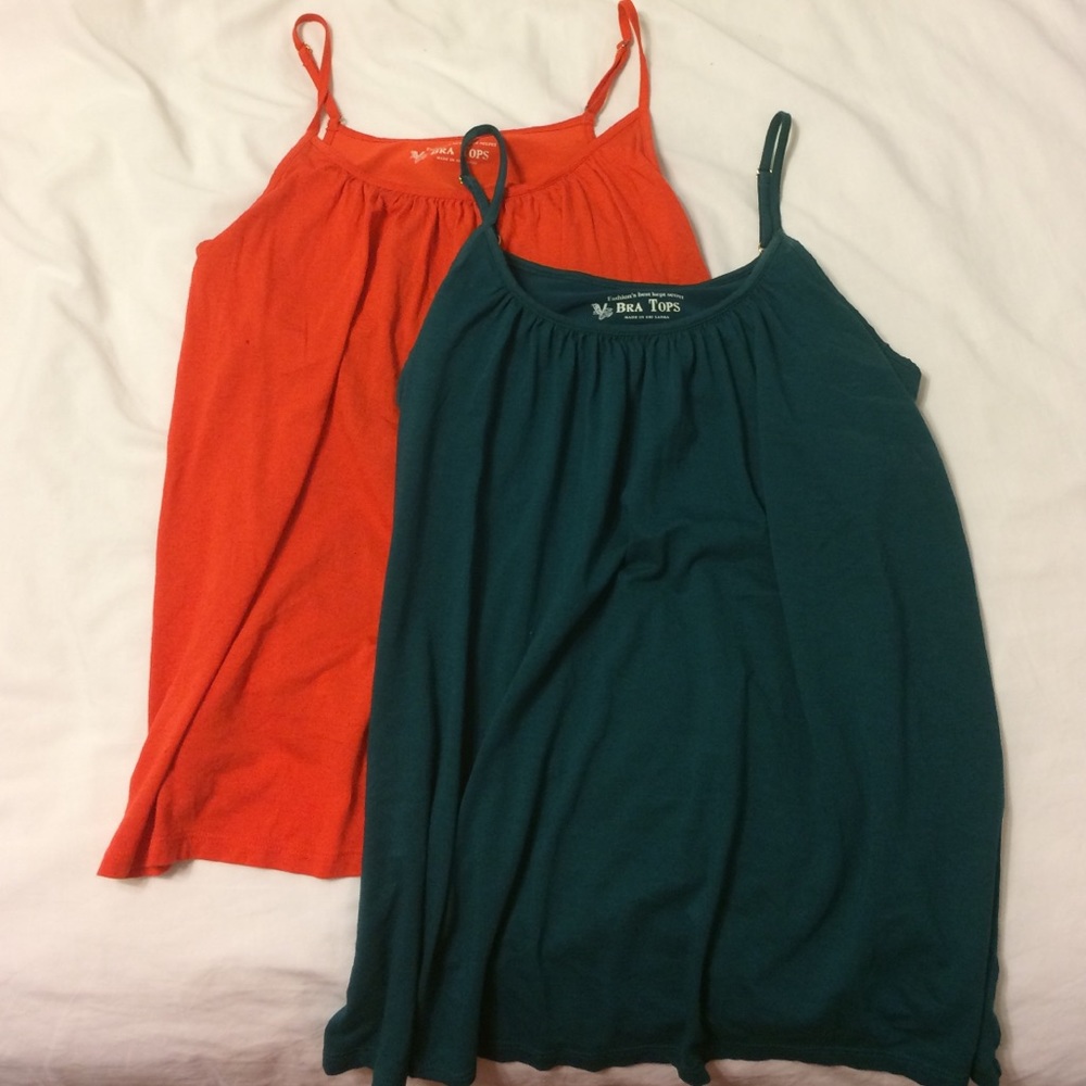 Bundle 2 VS Bra Top Tanks-Red Orange & Teal