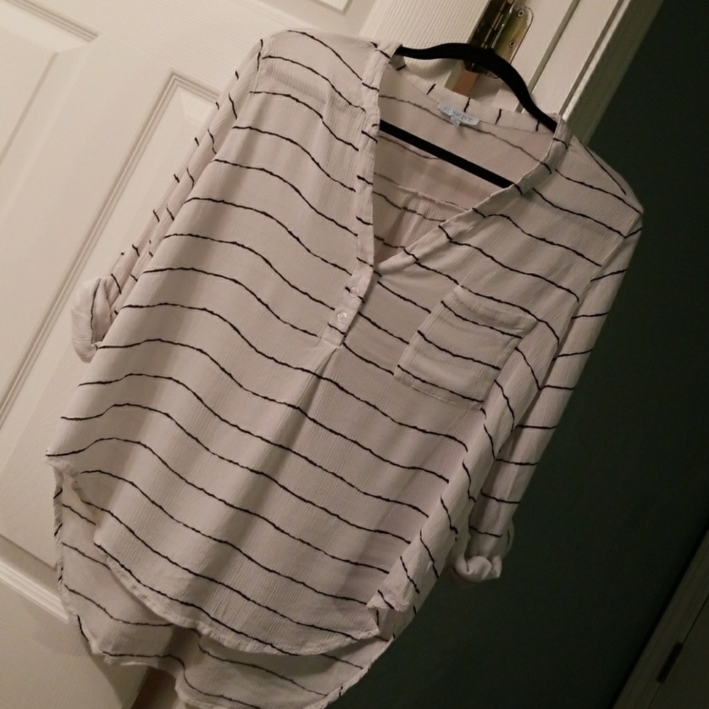 Jun and ivy black and white striped beach shirt