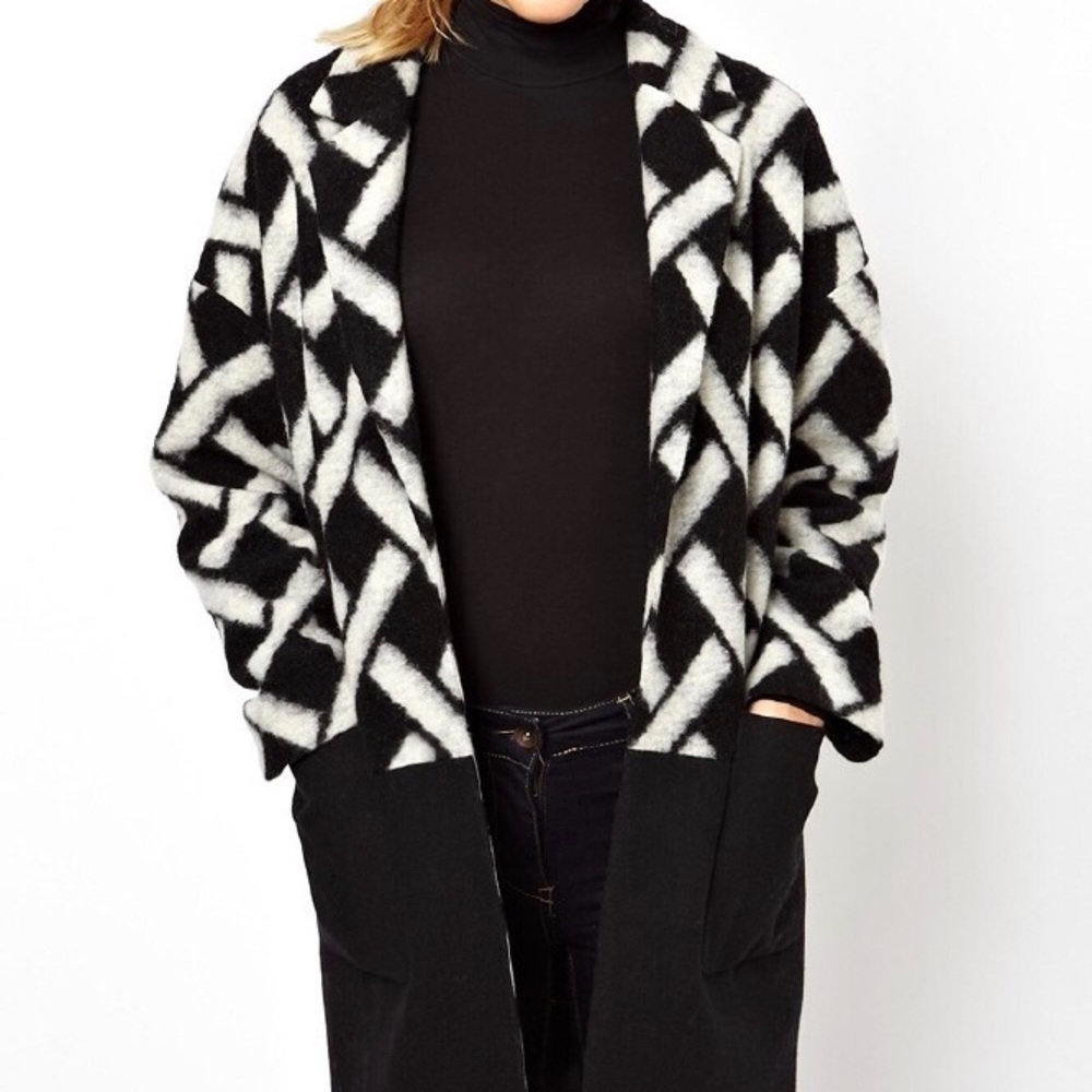ASOS Block Graphic Wool Cocoon Coat