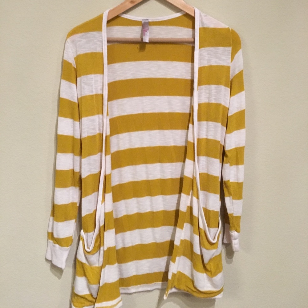Golden and White Cardigan Sweater