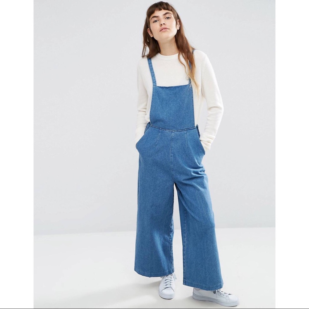 ASOS WideLeg Denim Cropped Overalls