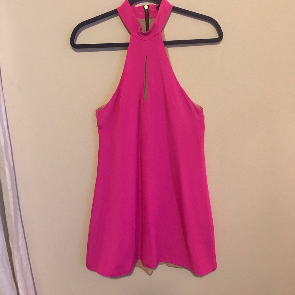 Hot Pink Cocktail Silk Dress