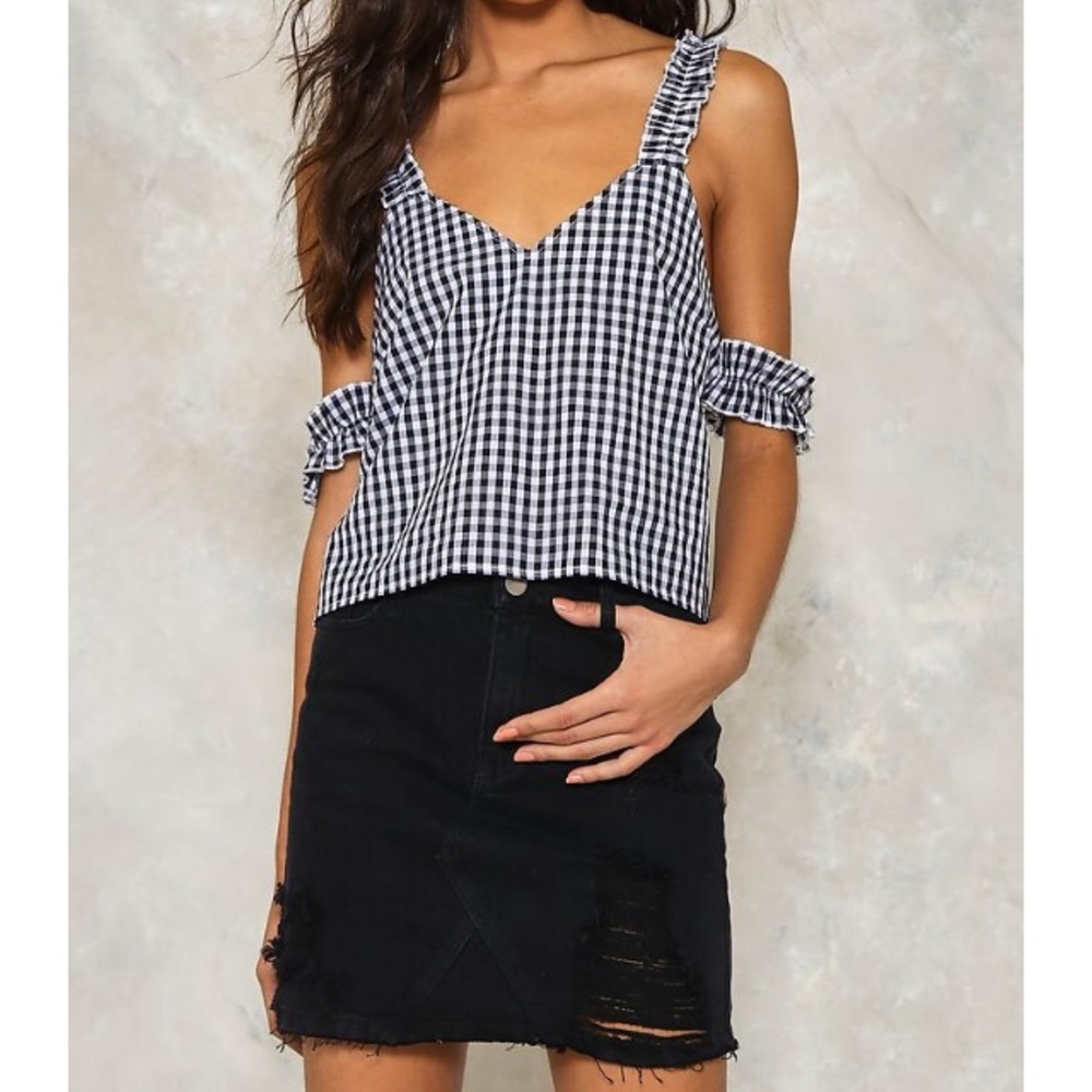 Black denim skirt