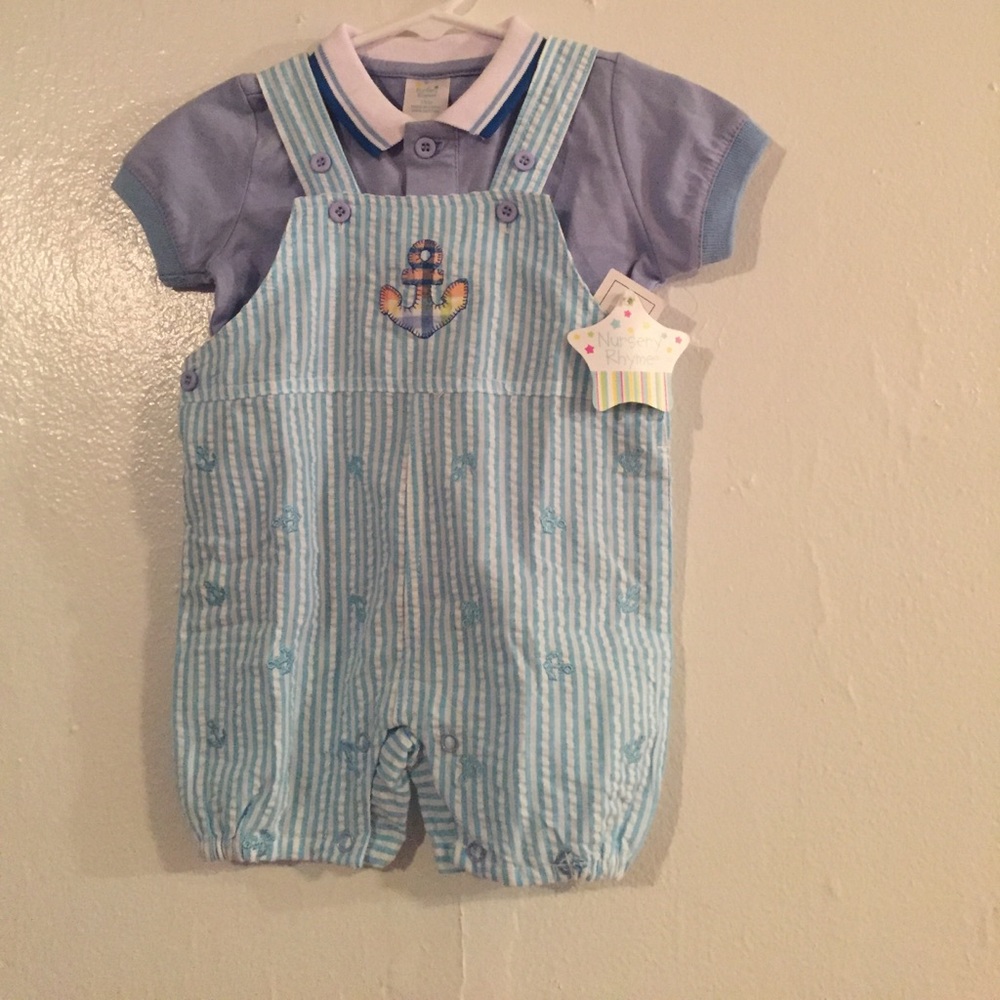 3-6 months Baby boys blue 2 piece anchor outfit
