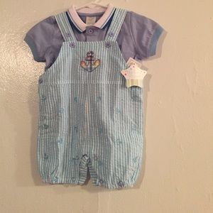 3-6 months Baby boys blue 2 piece anchor outfit