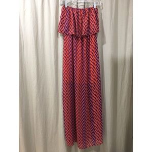 Chevron strapless maxi dress